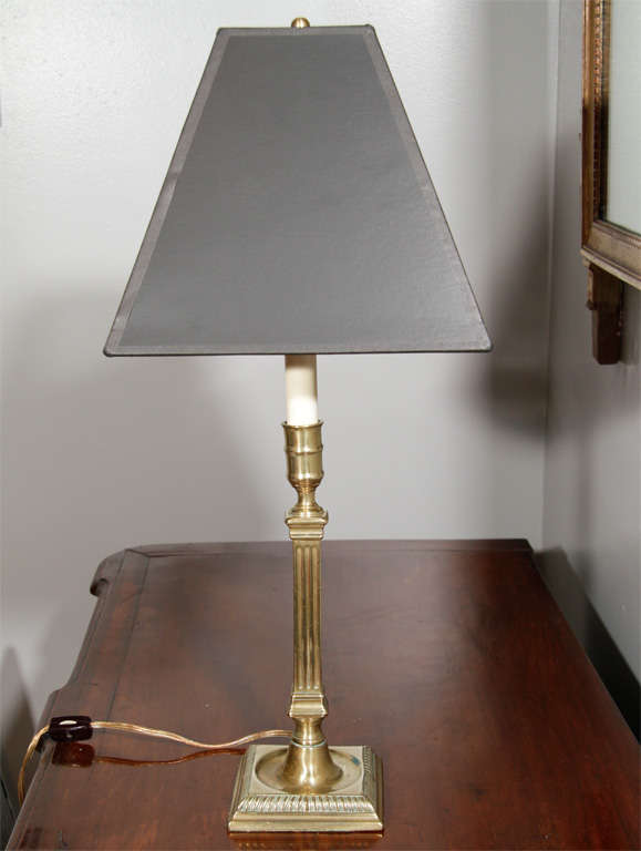 French Brass Candlestick Lamp